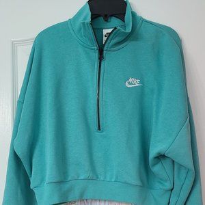 Nike teal zip crop sweatshirt
